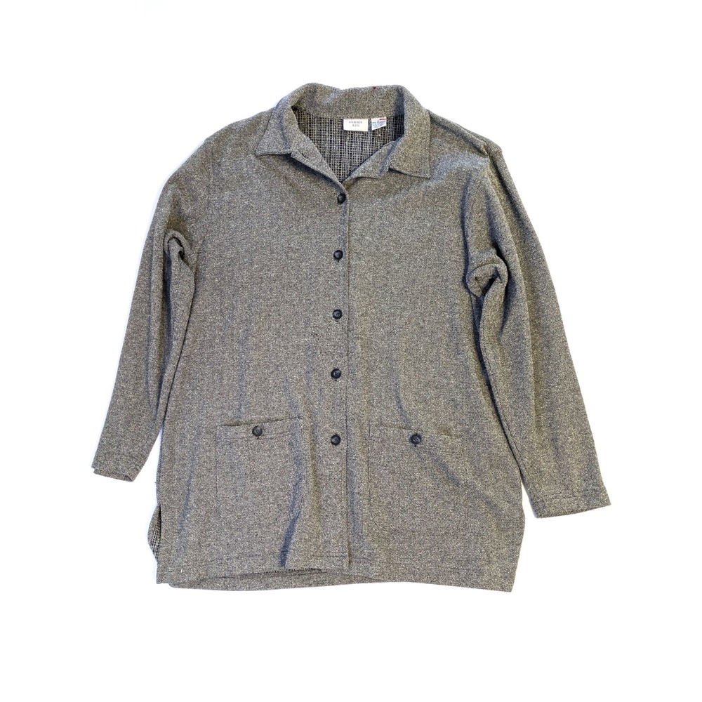 Summit Hill Womens Grey Marl Knit Button Front Cardigan Jacket Size Large Pocket